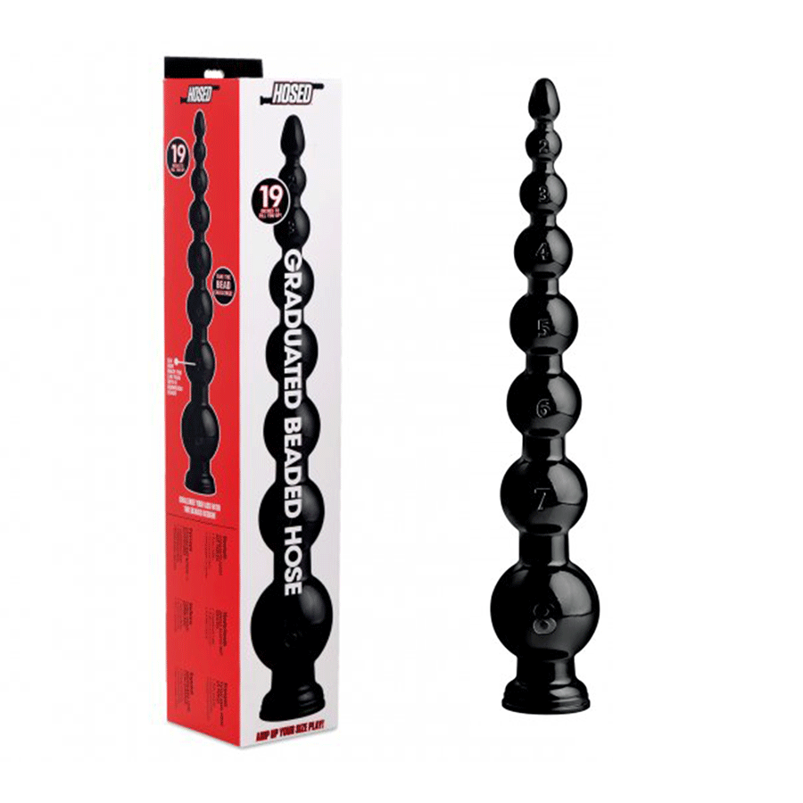 Hosed 19 Inch Black Graduated Bead Anal Snake Anal Sex Toys