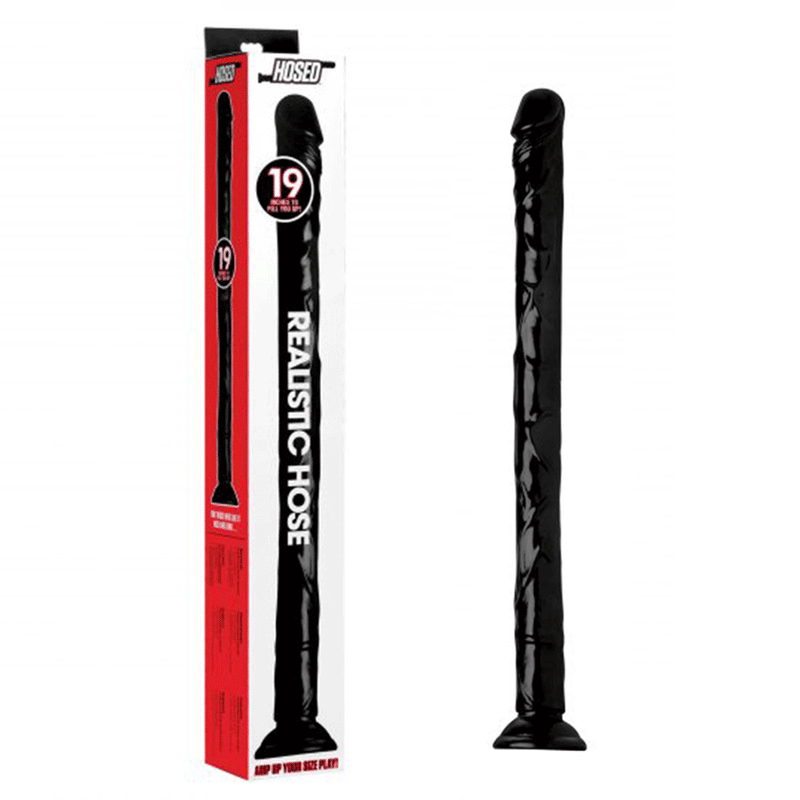 Hosed 19 Inch Black Realistic Anal Dildo Hosed 19 Inch Black Realistic Anal Dildo