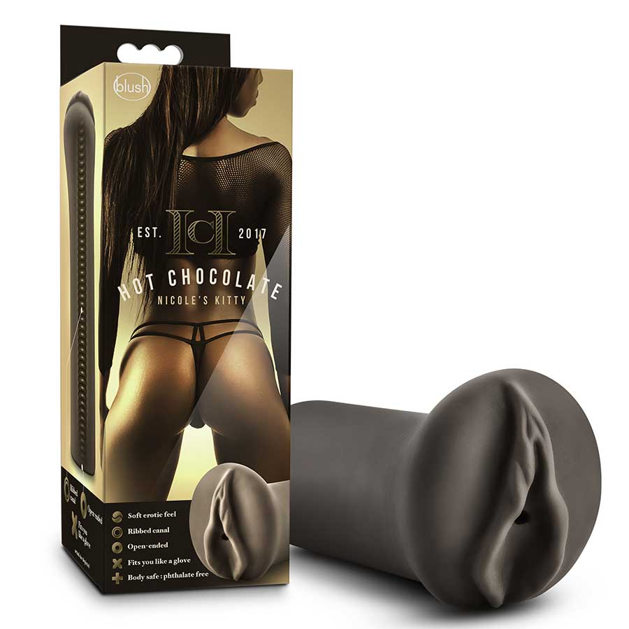 Hot Chocolate Pocket Pussy Nicoles Kitty Black Male Masturbator by Blush Novelties Masturbators