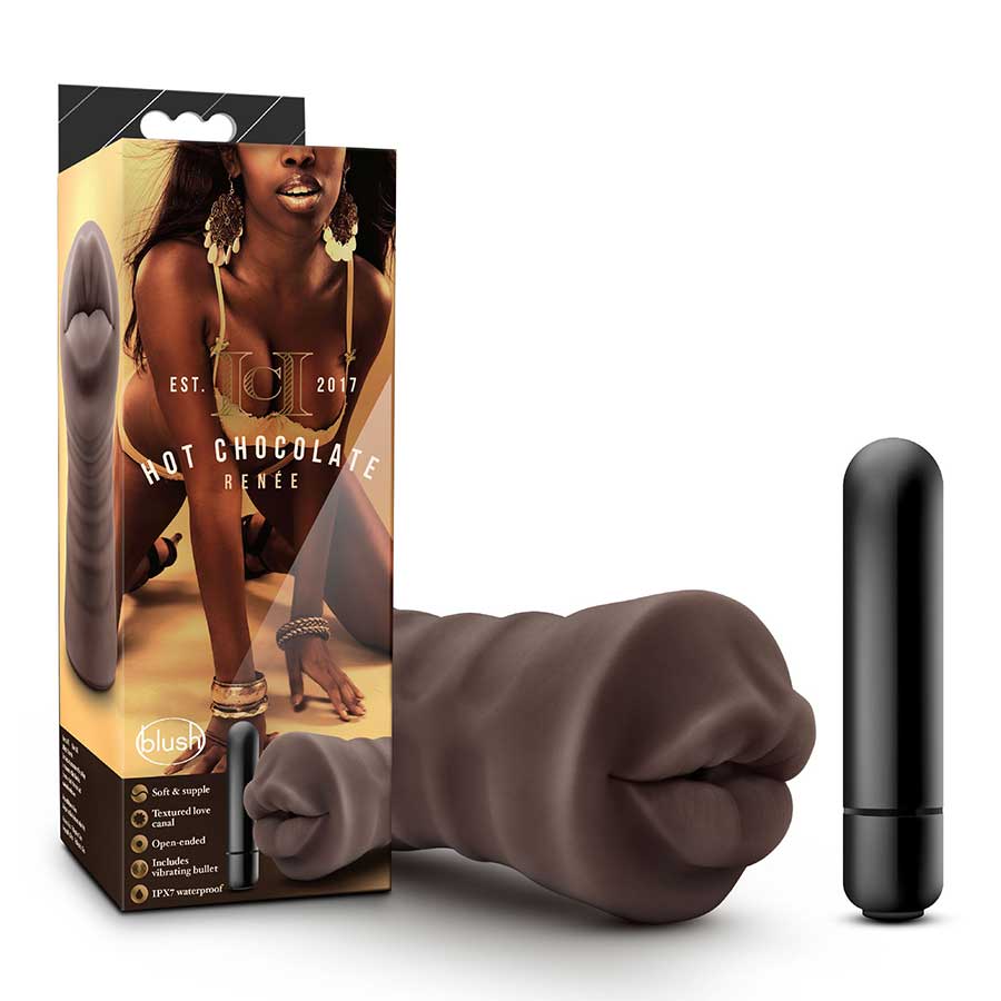 Hot Chocolate Renee Black Vibrating Oral Sex Mouth Masturbator by Blush Novelties Masturbators