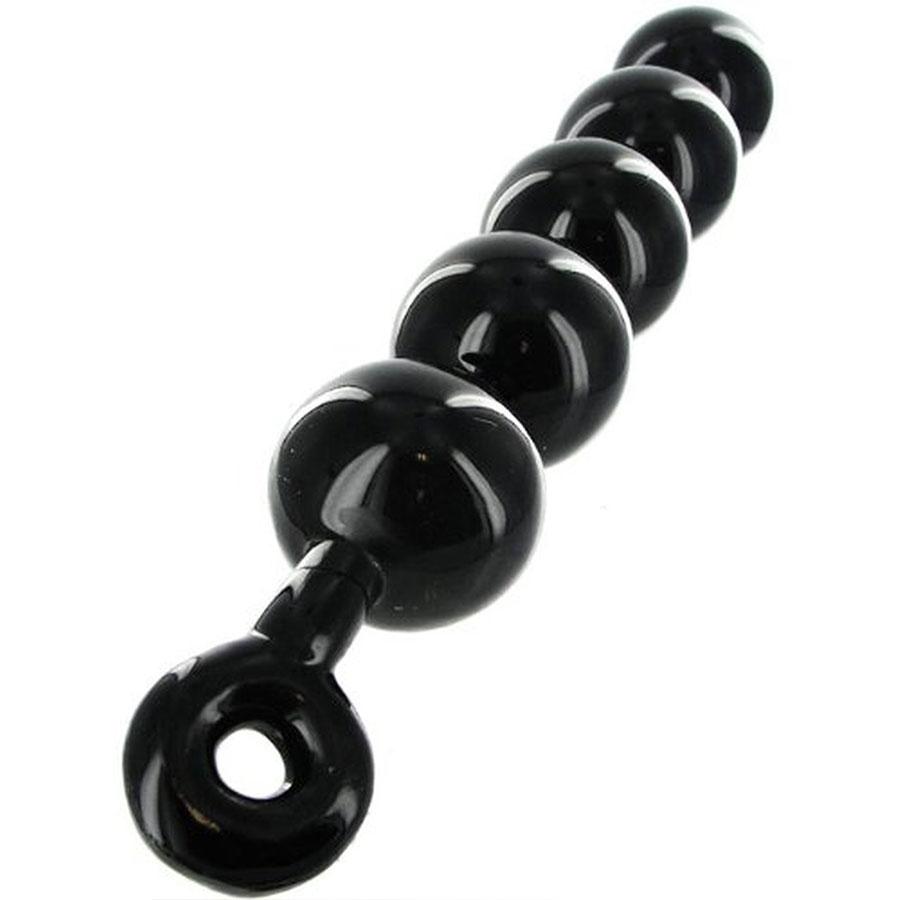 Huge Black Anal Beads with Safety Loop | Massive 67 mm Balls Huge Black Anal Beads with Safety Loop | Massive 67 mm Balls