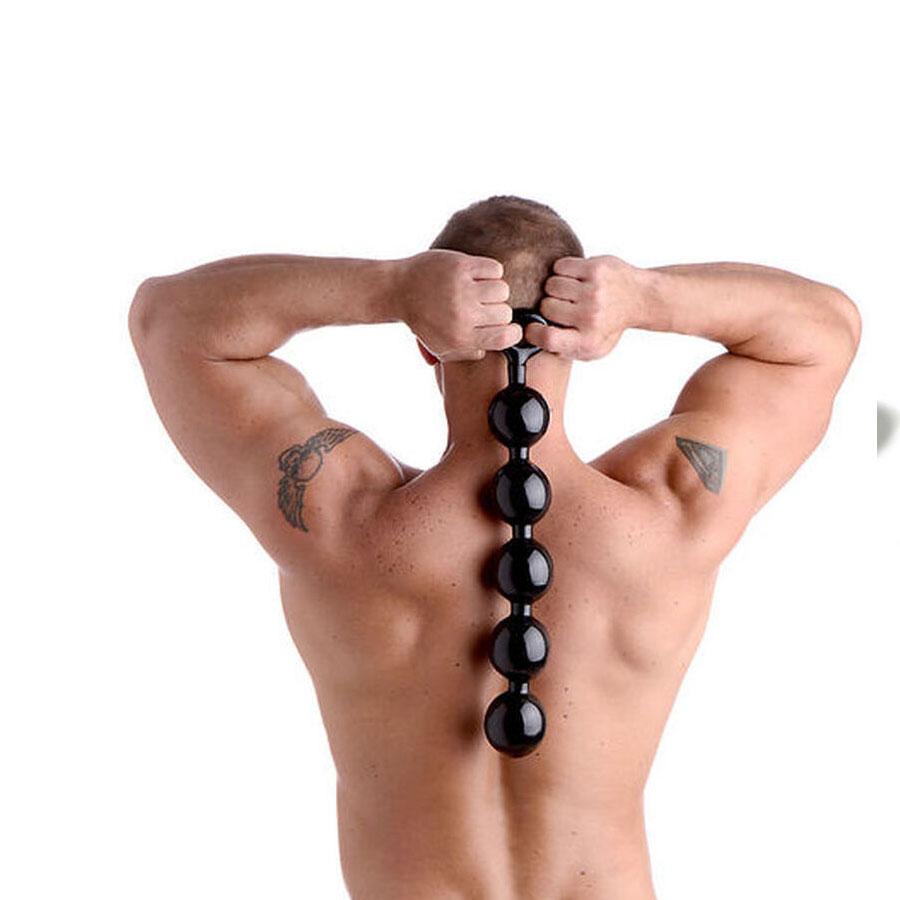 Anal Beads Sex Toys - Huge Black Anal Beads with Safety Loop | Massive 67 mm Balls