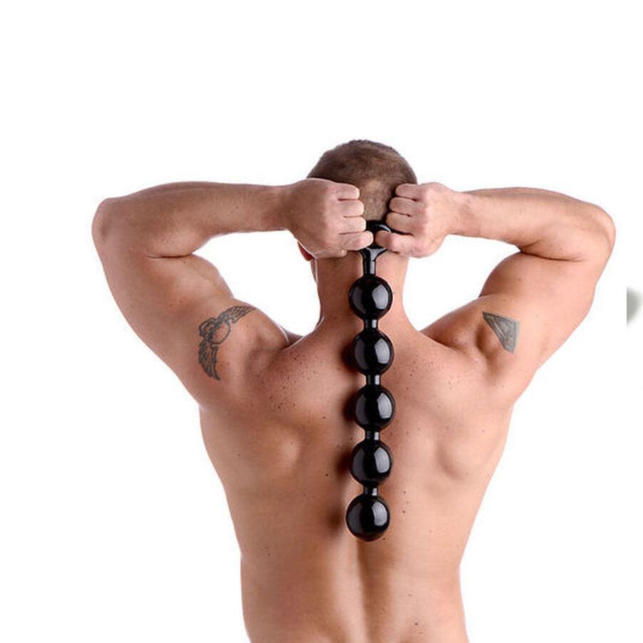 Huge Black Anal Beads with Safety Loop | Massive 67 mm Balls Huge Black Anal Beads with Safety Loop | Massive 67 mm Balls