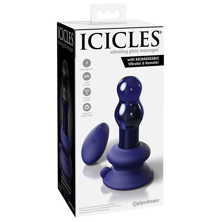 Icicles No. 83 Vibrating Blue Glass Anal Probe by Pipedream Anal Sex Toys