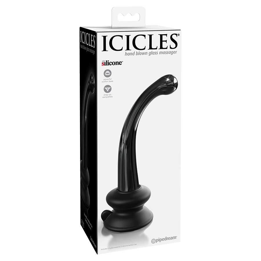 Icicles No. 87 Black Glass Suction Cup Dildo by Pipedream Products Prostate Massagers