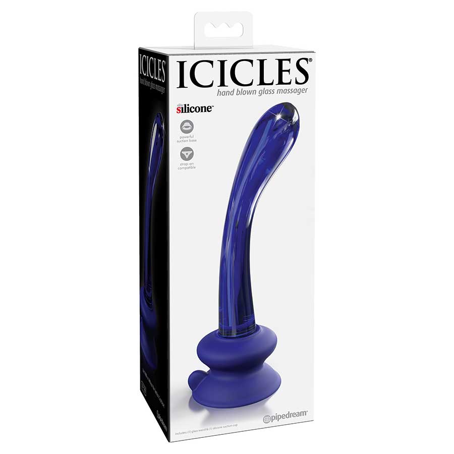 Icicles No. 89 Blue Glass Anal Dildo with Suction Cup by Pipedream Products Prostate Massagers