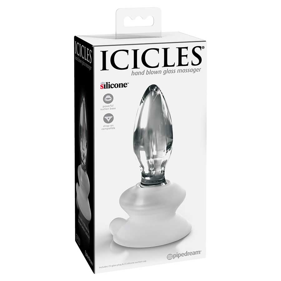 Icicles No. 91 Clear Glass Butt Plug with Suction Cup by Pipedream Products Anal Sex Toys