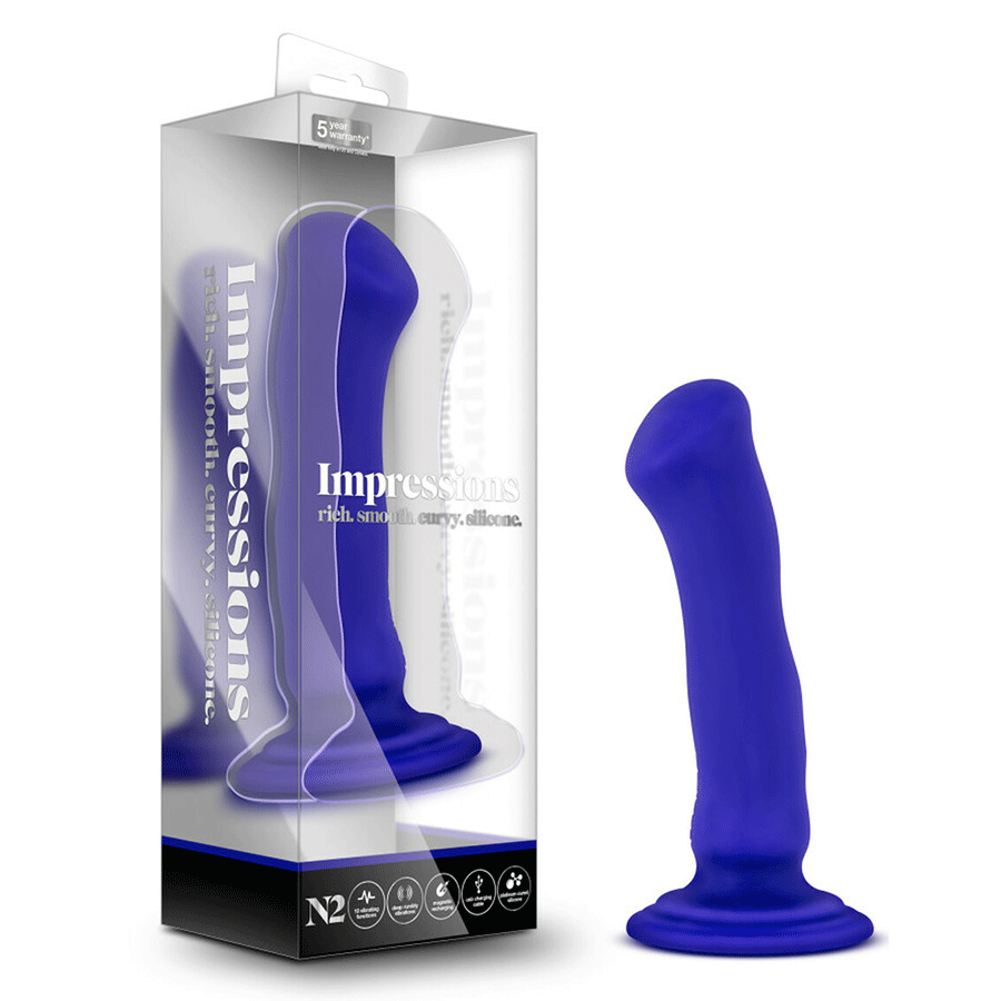 Impressions N2 Blue Vibrating Silicone Anal Dildo with Suction Cup by Blush Novelties Dildos