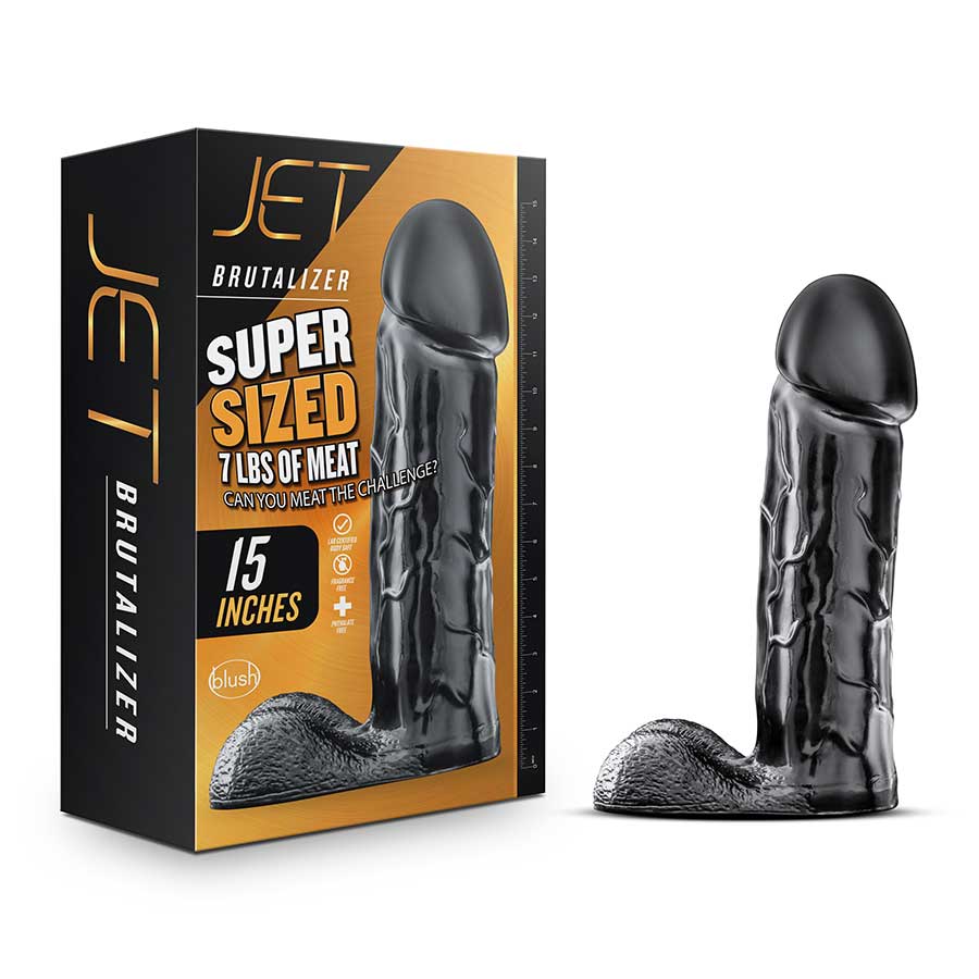 Jet Brutalizer 15 Inch Black Anal Dildo with Balls by Blush Novelties Dildos