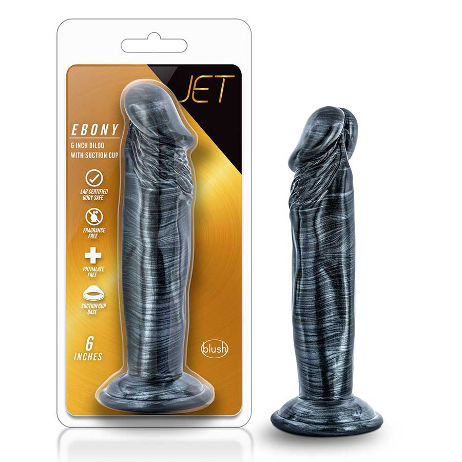 Jet Ebony 6 Inch Carbon Metallic Black Anal Dildo by Blush Novelties