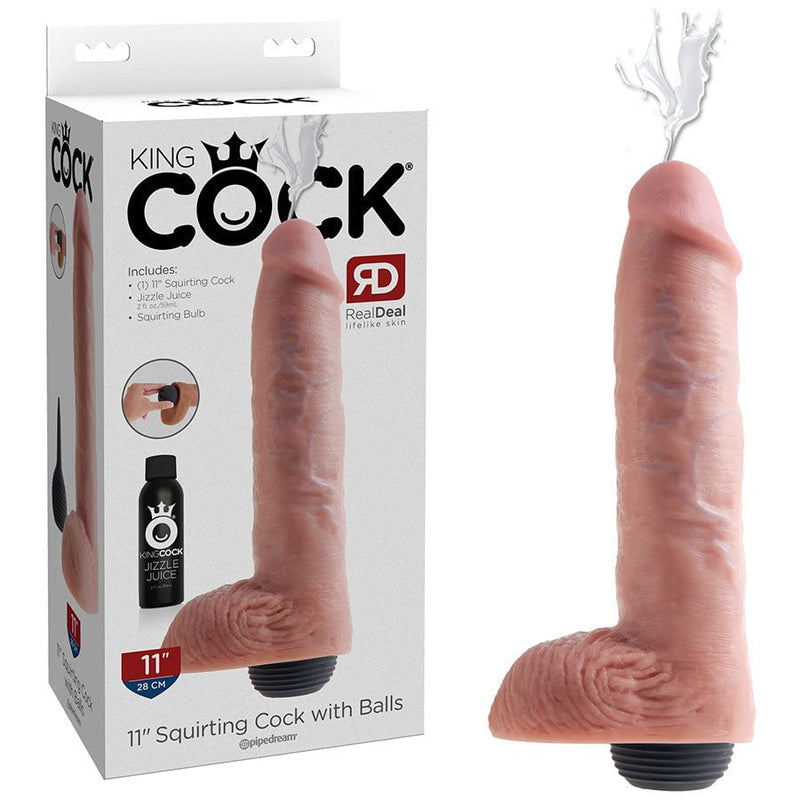 King Cock 11 Inch Huge Squirting Realistic Dildo with Balls Dildos