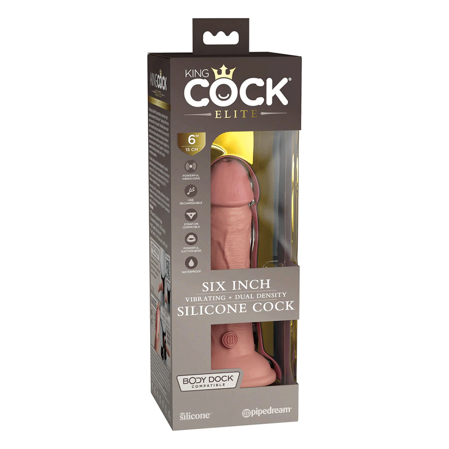 King Cock Elite 6 Inch Vibrating Silicone Dual Density Dong by Pipedream Products Dildos