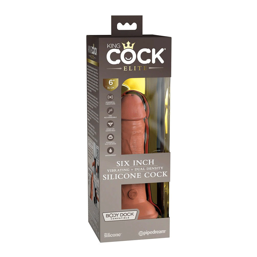 King Cock Elite 6 Inch Vibrating Silicone Dual Density Dong by Pipedream Products Dildos