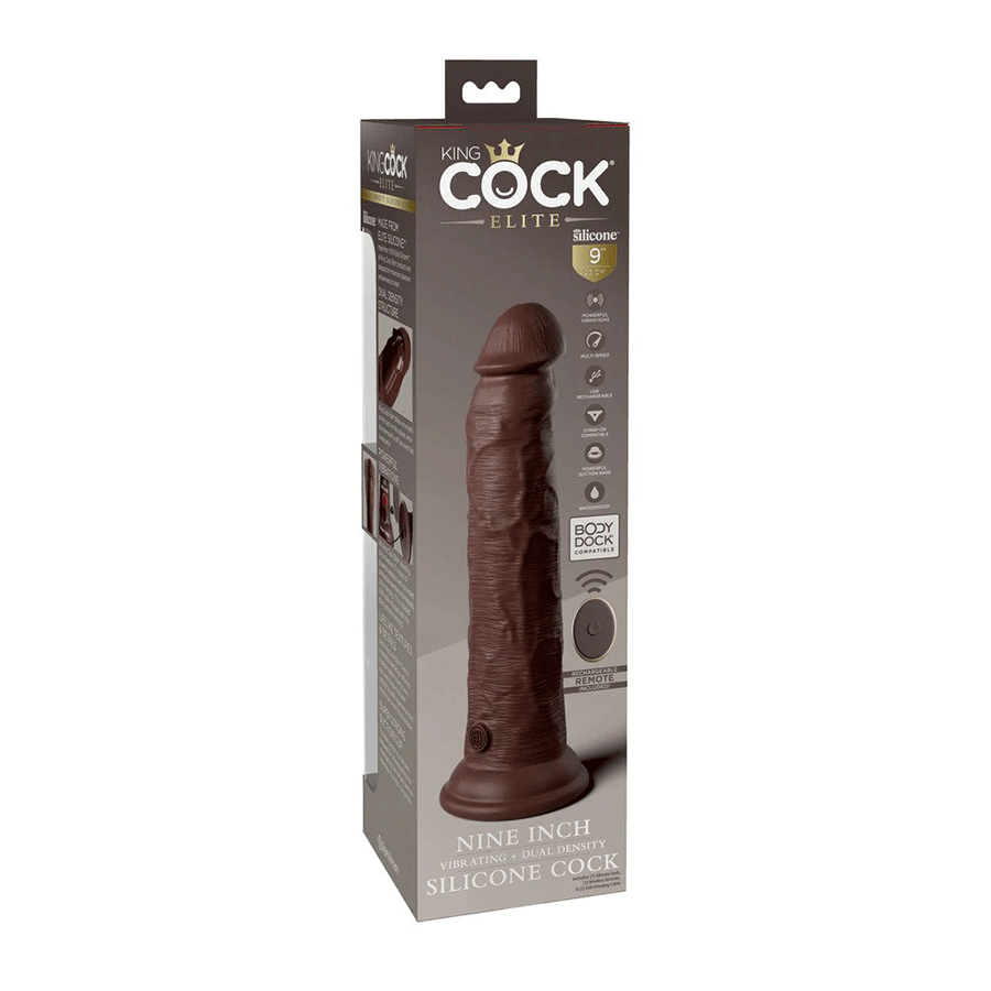 King Cock Elite 9 Inch Dual Density Vibrating Silicone Dildo with Remote Dildos