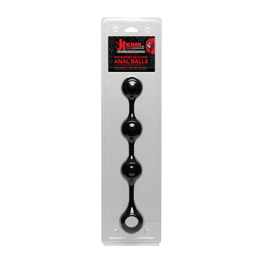 Kink Anal Essentials 13.5 Inch Weighted Black Silicone Beaded Anal Balls Anal Sex Toys