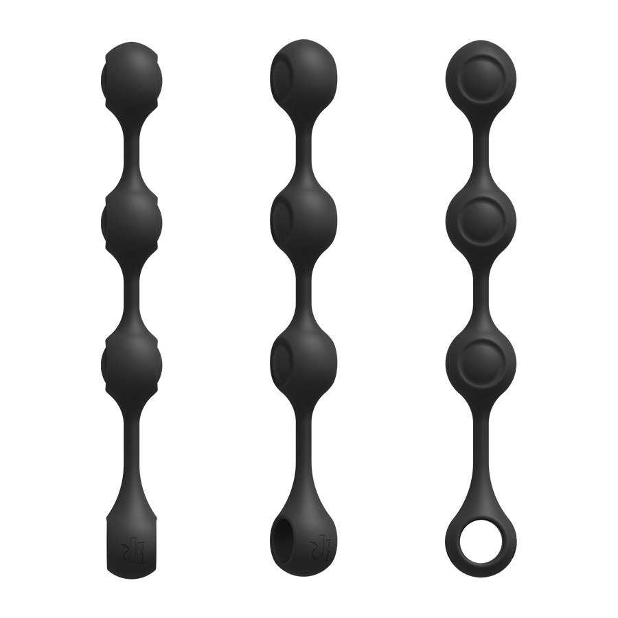 Kink Anal Essentials 13.5 Inch Weighted Black Silicone Beaded Anal Balls Anal Sex Toys