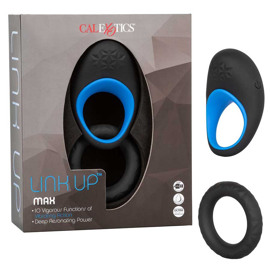 Link Up Max Vibrating Silicone Cock Ring by Cal Exotics Black/Blue Cock Rings