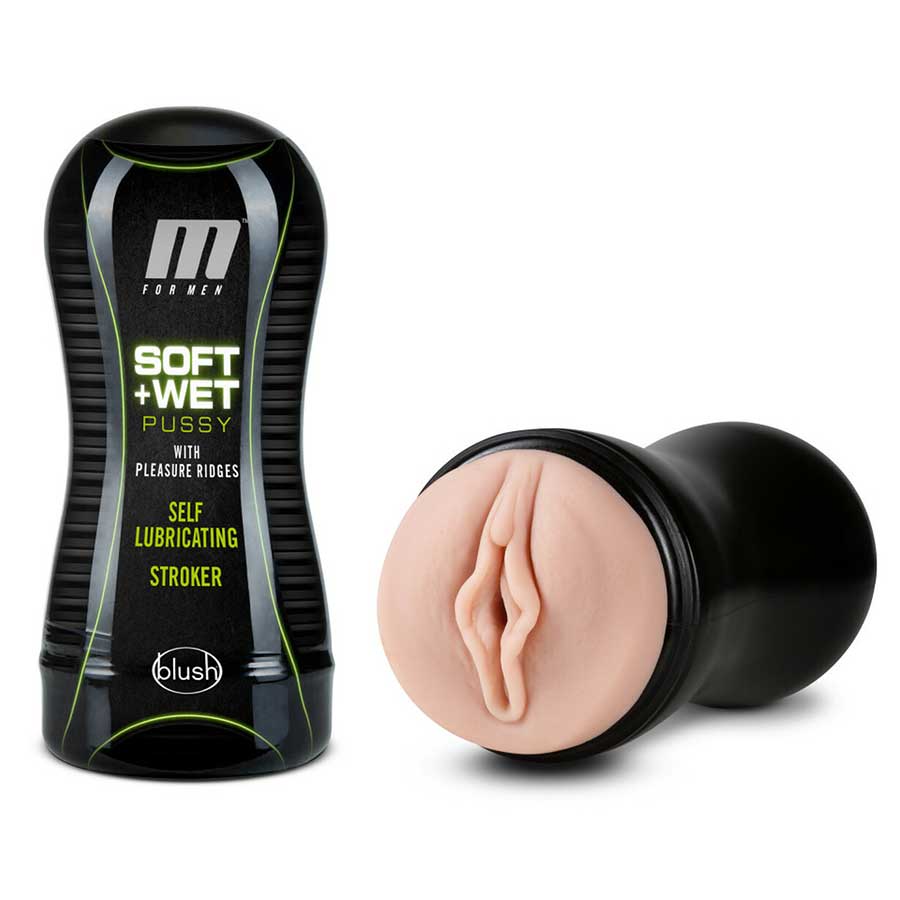 M for Men Self Lubricating Soft and Pleasure Ridge Pussy Vanilla by Blush Novelties Masturbators