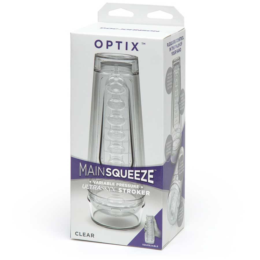 Main Squeeze Optix Masturbator | Crystal Clear Discreet Stroker for Men Masturbators