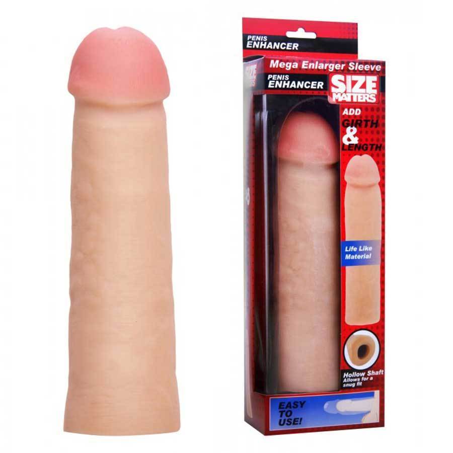 Mega Enlarger Penis Sleeve 8.5 Inch Tan Realistic Cock Sheath Cock Sheaths