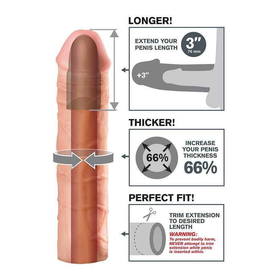 Mega Penis Extension Sleeve 9 Inch Tan Cock Sheath X-Tensions Cock Sheaths