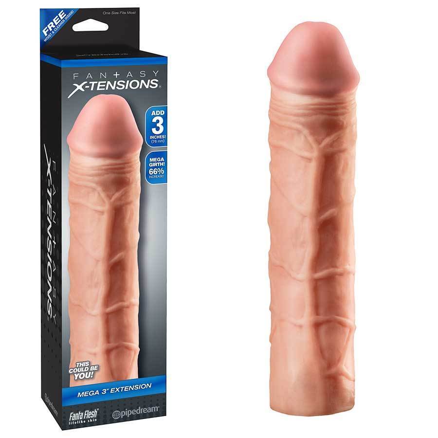 Mega Penis Extension Sleeve 9 Inch Tan Cock Sheath X-Tensions Cock Sheaths