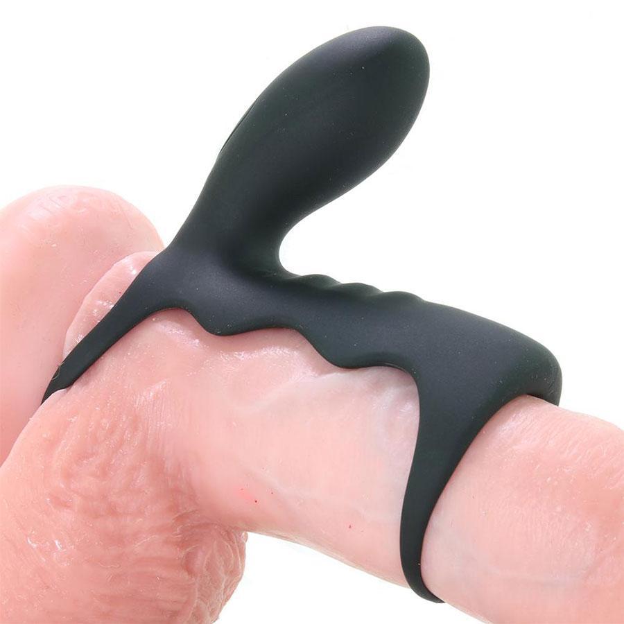 Men&#39;s Black Wireless 10 Speed Silicone Vibrating Cock Cage by Optimale Cock Sheaths