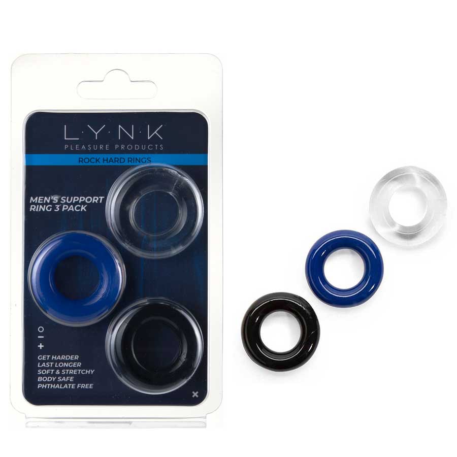 Multi Color Stretchy Stamina Boosting Cock Rings 3 Pack by Lynk Pleasure Cock Rings