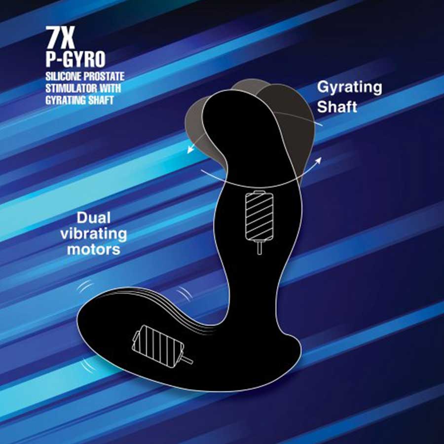 Multi-Speed Vibrating 7X P-Gyro Silicone Prostate Stimulator with Gyrating Shaft Prostate Massagers