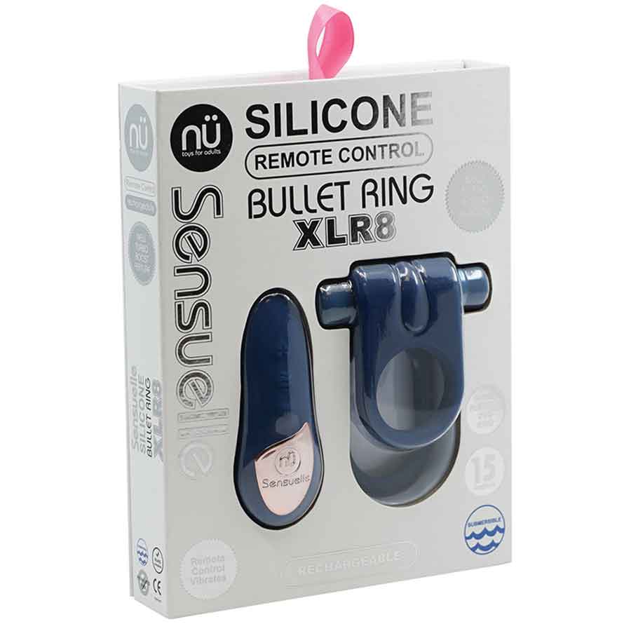 nu Sensuelle Vibrating Silicone Cock Ring and Remote Control Navy Blue Cock Rings
