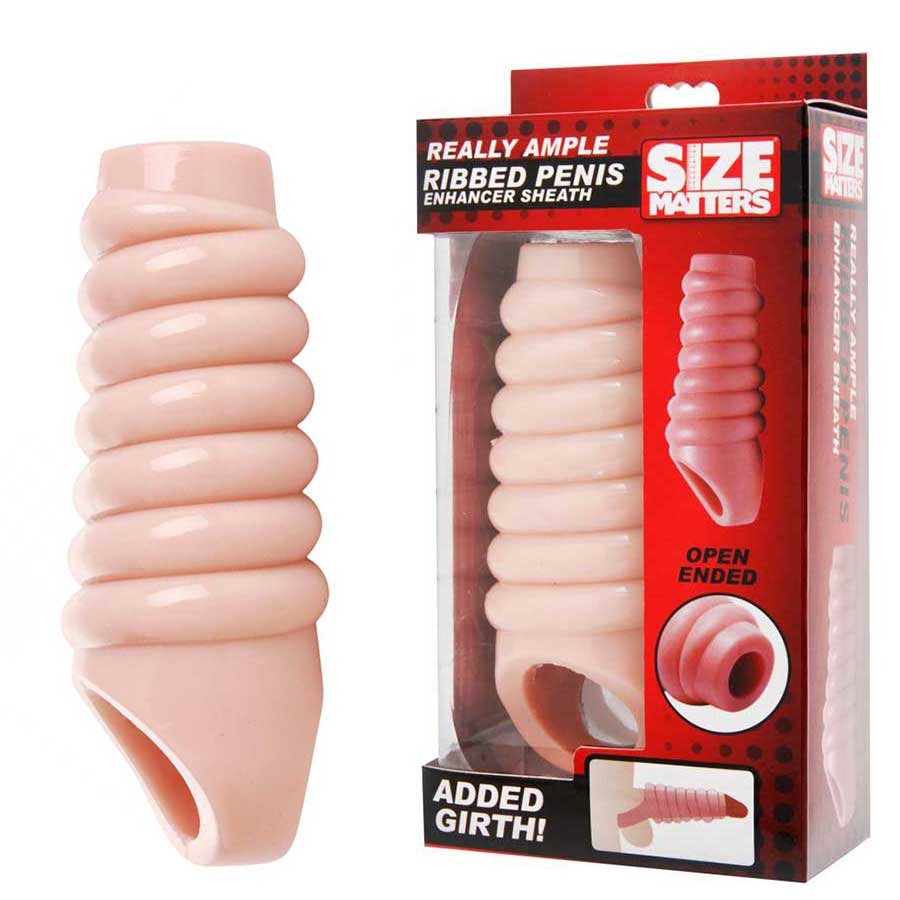 Open Tip Ribbed Cock Sheath | Really Ample Natural Girth Enhancer by Size  Matters