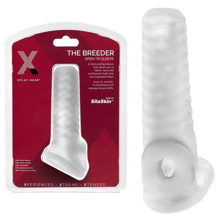 Open Tip Xplay Breeder Textured Penis Sleeve by Perfect Fit Cock Sheaths