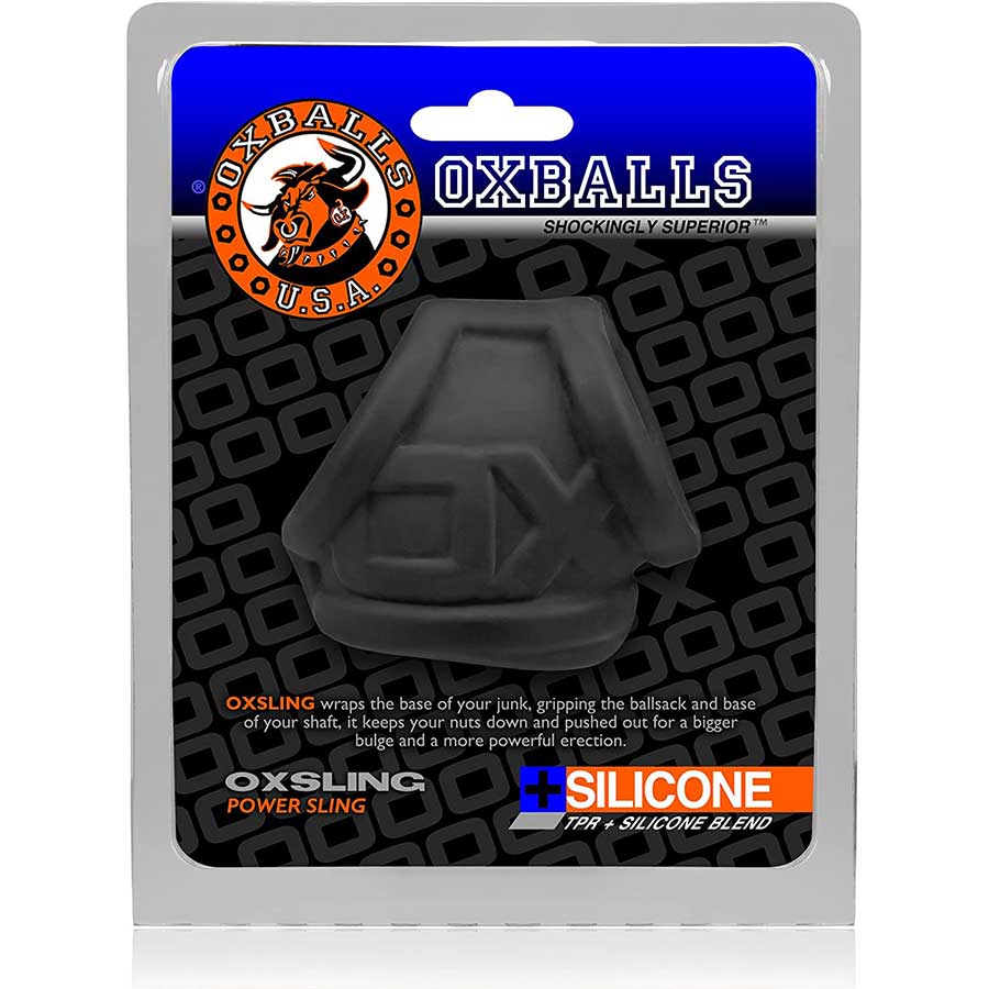 Oxballs Oxsling Silicone Cock and Ball Stretcher Black Cock Rings