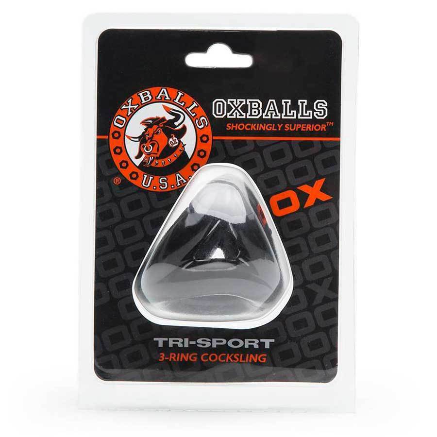 Oxballs Tri-Sport 3 Ring Cock and Ball Ring Stretcher Black Cock Rings
