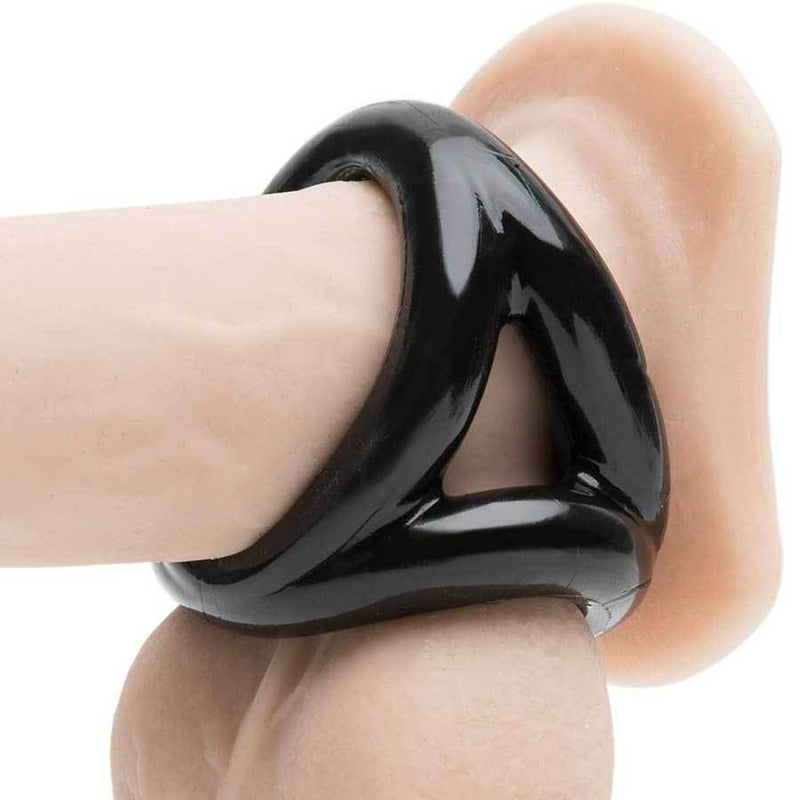 Oxballs Tri-Sport 3 Ring Cock and Ball Ring Stretcher Black Cock Rings