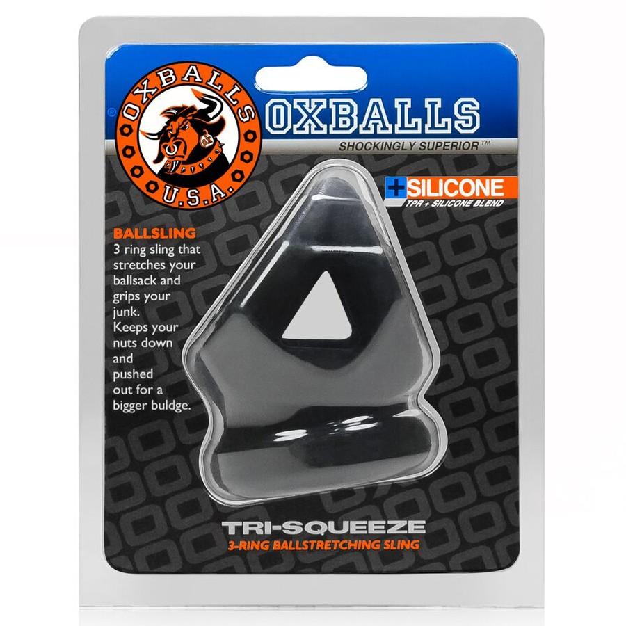 Oxballs Tri-Squeeze Ball-Stretcher &amp; Cock Cage | Black Ice Cock Rings