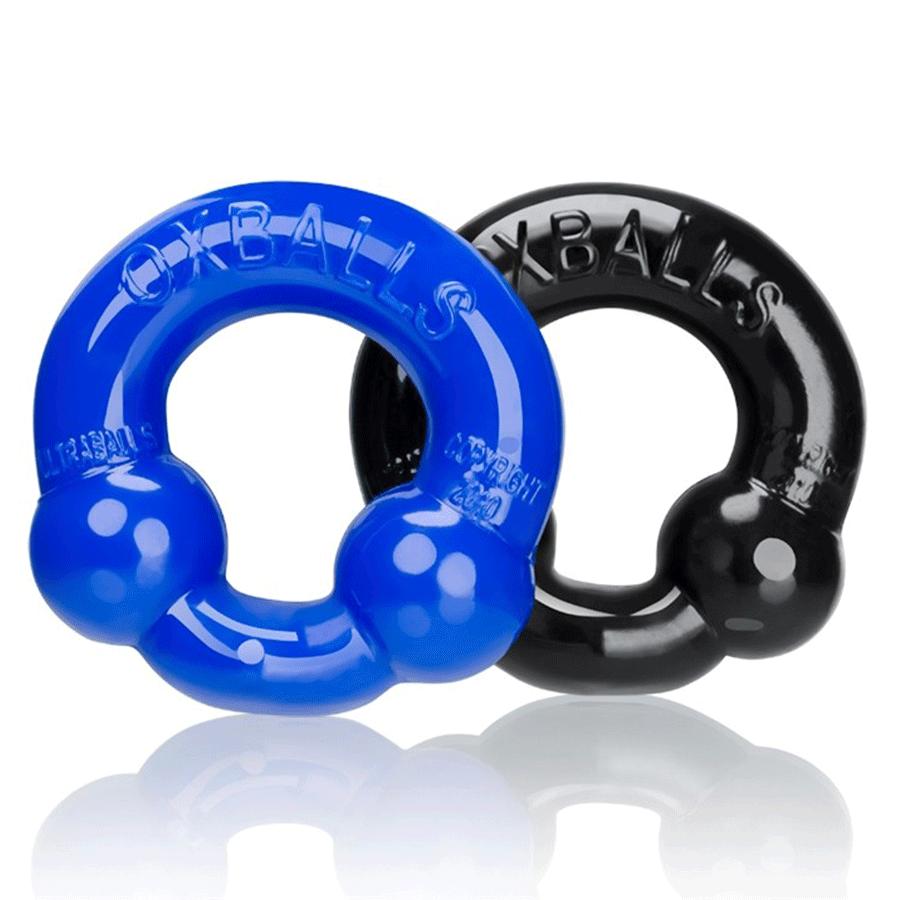 Oxballs Ultraballs Dual Beaded Stretchy Cock Ring Set for Men Cock Rings Black/Blue
