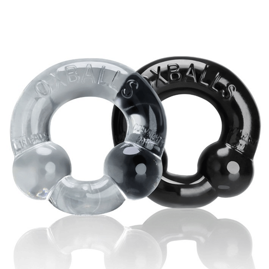 Oxballs Ultraballs Dual Beaded Stretchy Cock Ring Set for Men Cock Rings Black/Clear