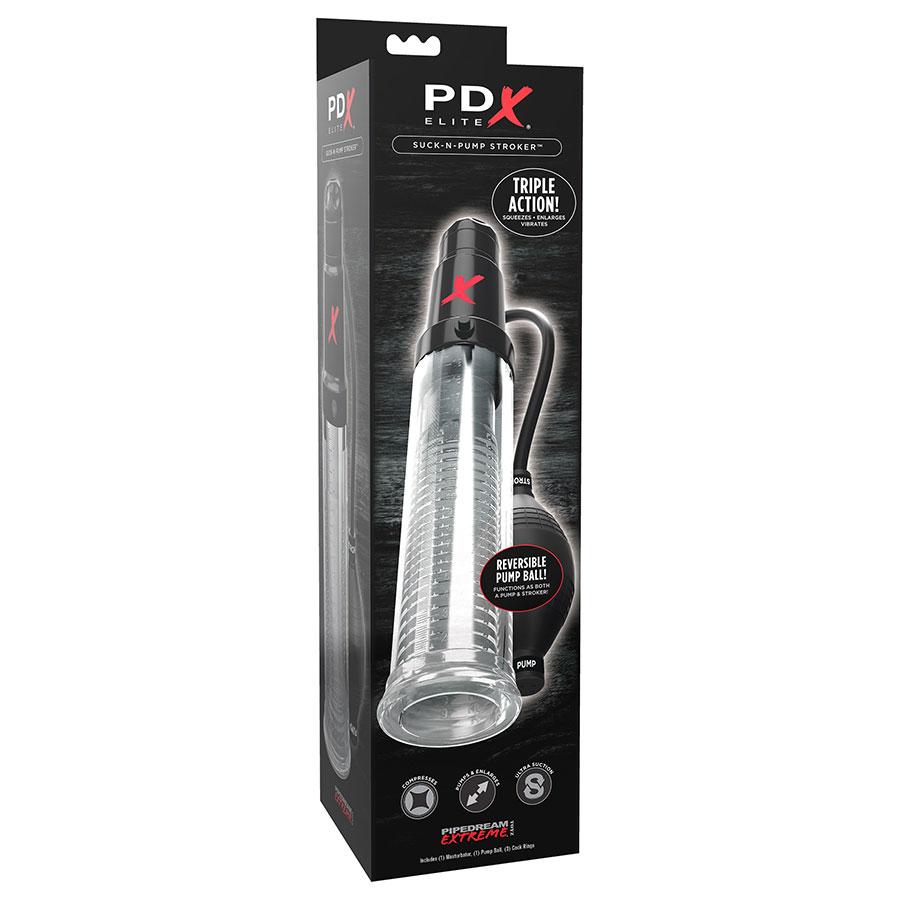 PDX Elite Suck-N-Pump | All-in-One Penis Pump and Stroker with Multi-Speed Vibrating Action Penis Pumps