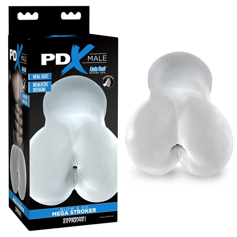 PDX Male Blow and Go Mega Butt Clear Stroker by Pipedream Products Masturbators