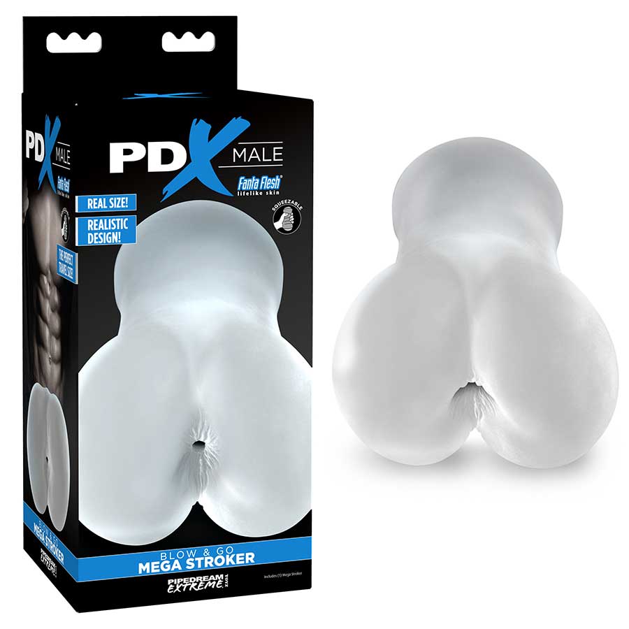 PDX Male Blow and Go Mega Butt Clear Stroker by Pipedream Products PDX Male Blow and Go Mega Butt Clear Stroker by Pipedream Products