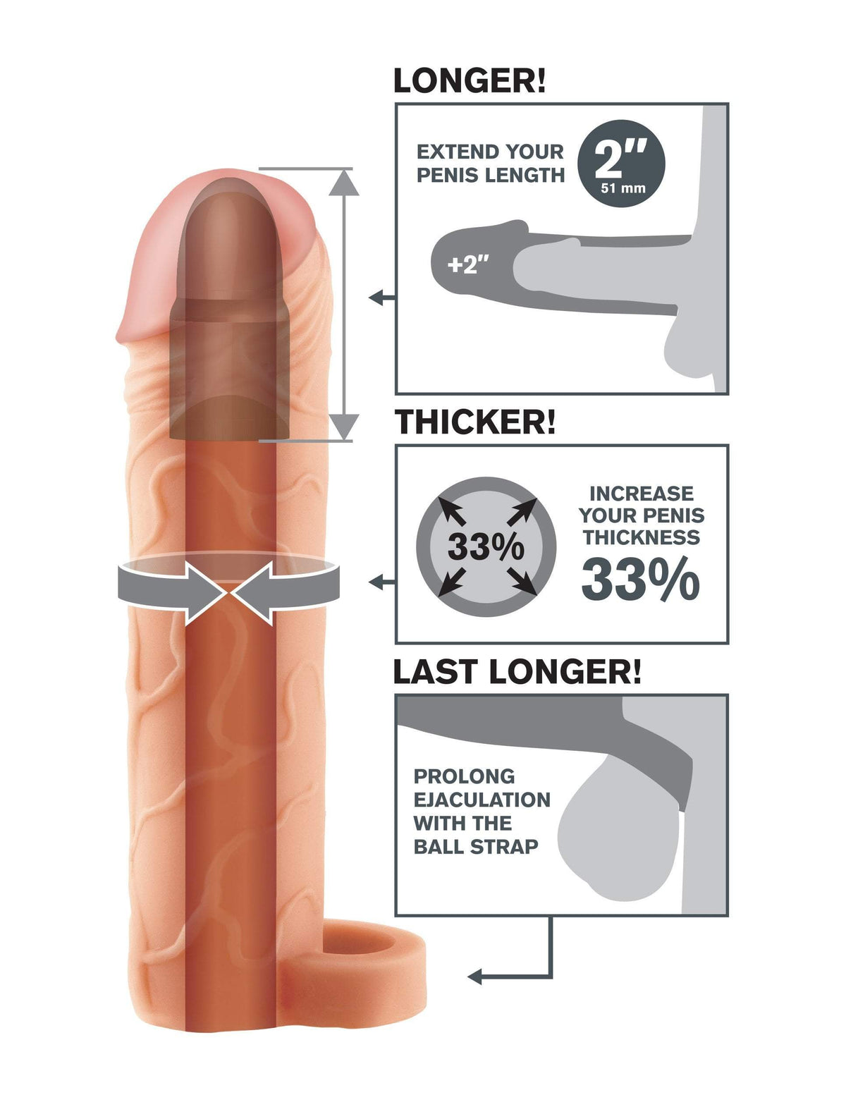 Perfect 7.5 Inch Penis Extension Sleeve Tan by Fantasy X-Tensions Cock Sheaths
