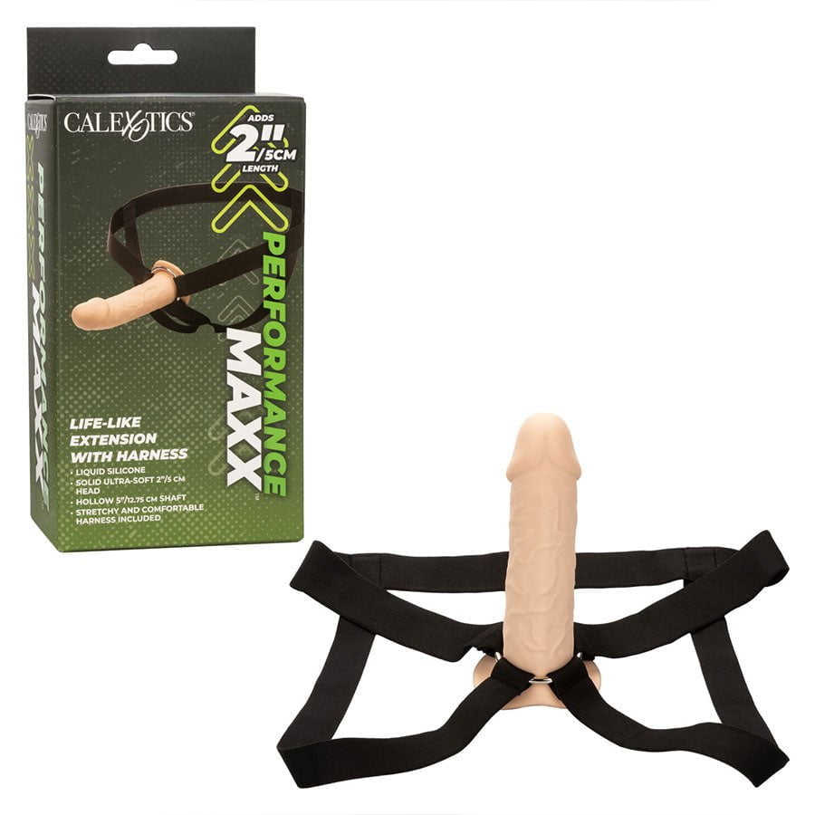Performance Maxx Realistic Hollow Penis Extension with Harness Brown or Tan Cock Sheaths