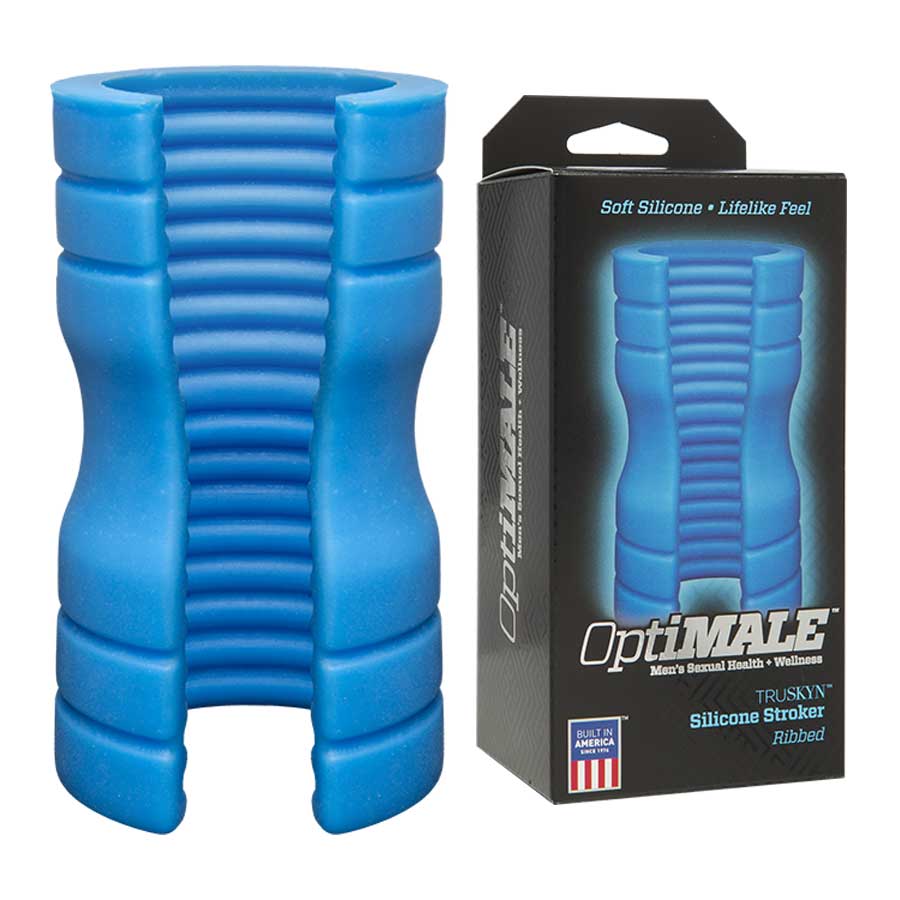 Platinum Silicone Split Sleeve Ribbed Male Masturbator & Stroker by Optimale Masturbators