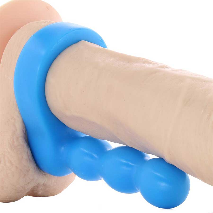 Platinum Silicone The Double Dip 2 Cock Ring Plug in Blue by Doc Johnson Cock Rings