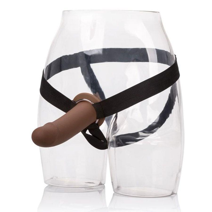 PPA 7 Inch Hollow Penis Extension Strap On Sleeve with Jock Strap Harness for Men Cock Sheaths Brown