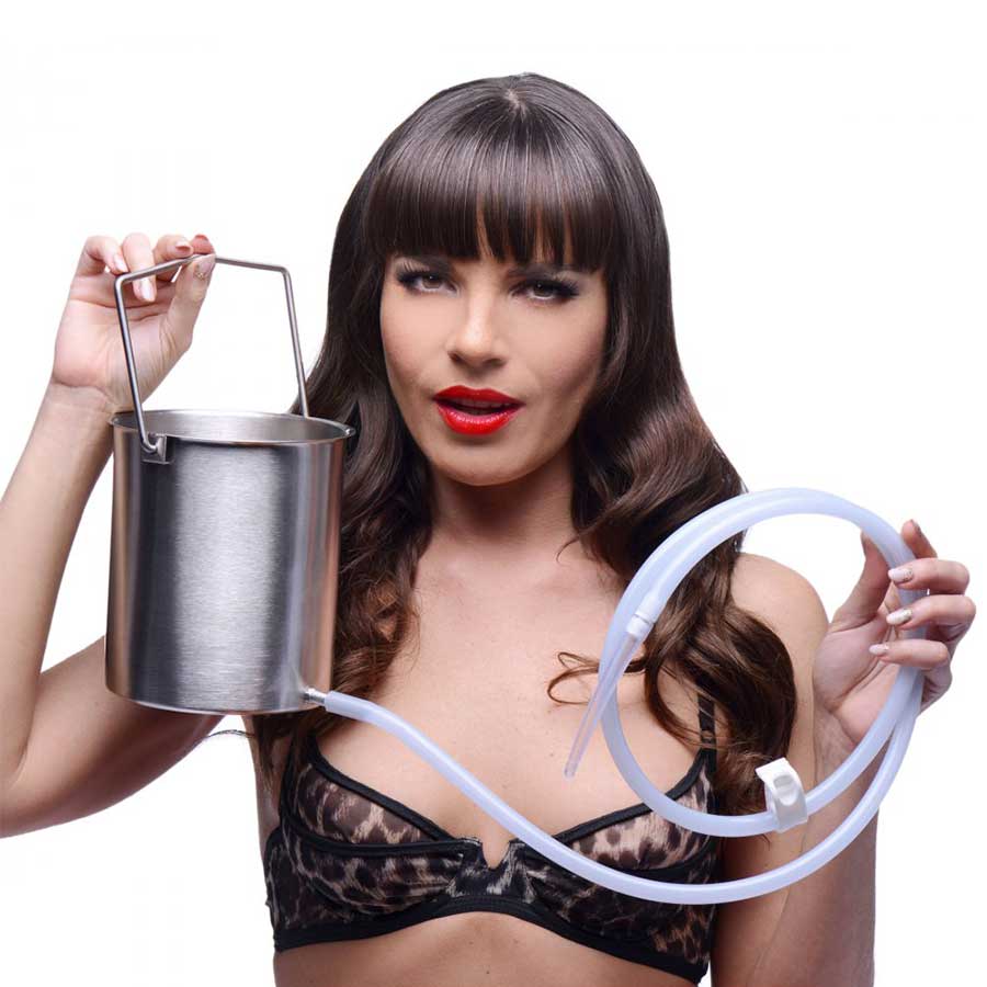 Premium Anal Enema Stainless Bucket Kit with Silicone Hose by CleanStream Anal Douche