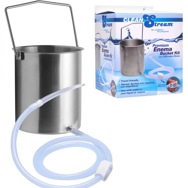 Premium Anal Enema Stainless Bucket Kit with Silicone Hose by CleanStream Anal Douche