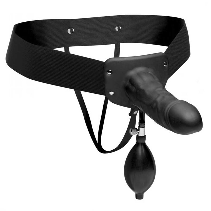 Pumper Inflatable Black Hollow Strap On for Men by Master Series Cock Sheaths