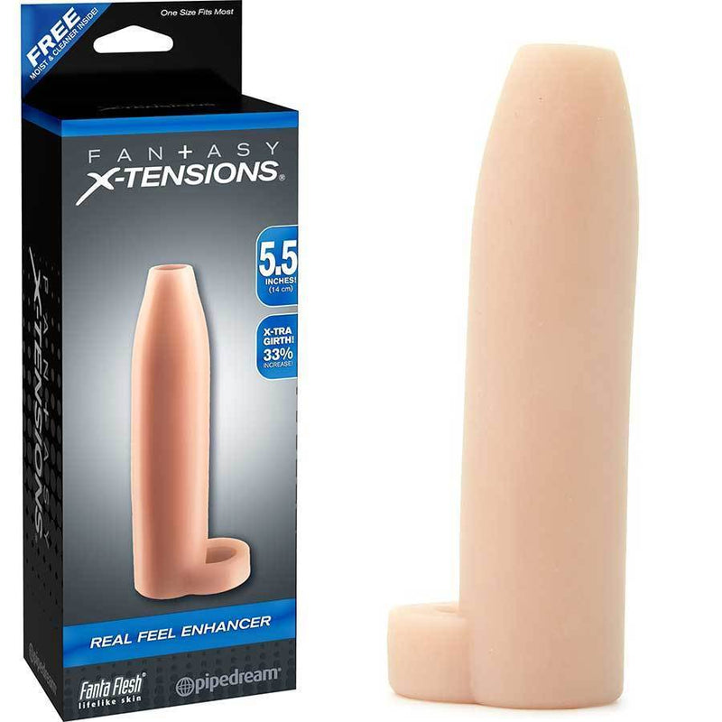 Real Feel Tan Penis Extension Sleeve 5.5 Inch Fantasy X-Tensions Cock Sheaths